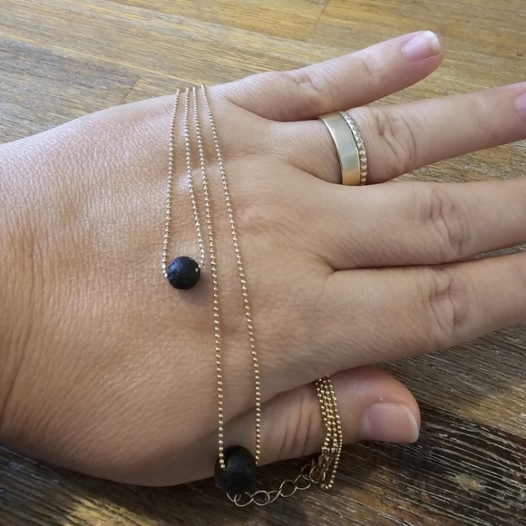 Lava Rock Stone Beads Pendant Essential Oil Diffuser Multilayer Necklace - Picture 3 of 4